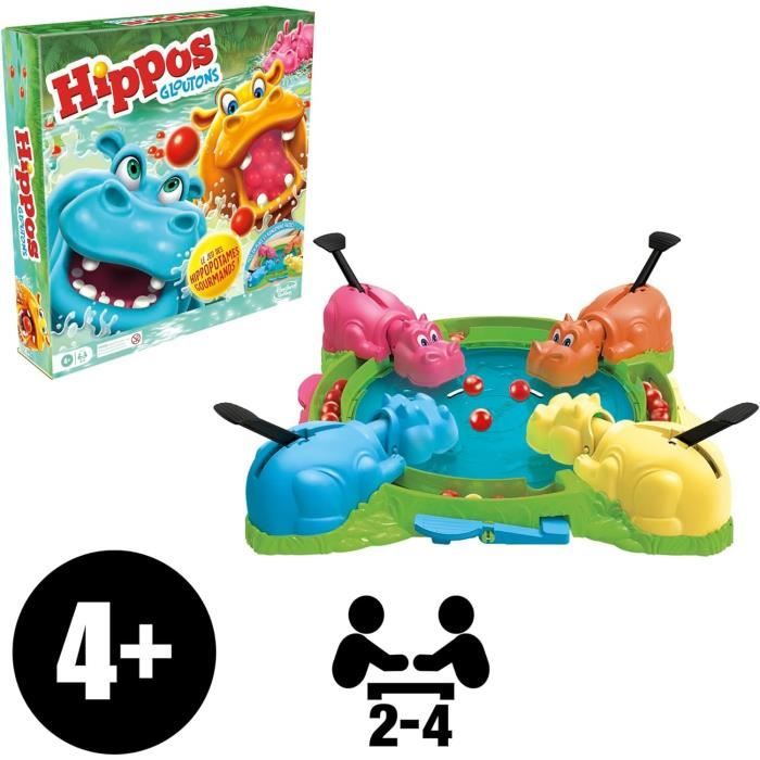 Hippos gloutons, jeu de sociÈtÈ enfant, jeu de plateau, des 4 ans, pour 2 a 4 joueurs, Hasbro Gaming