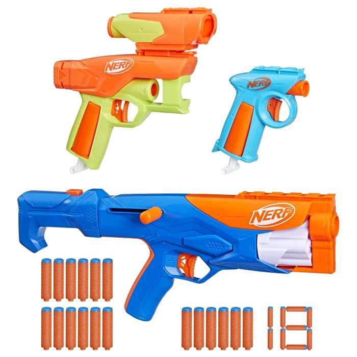 Nerf N Series Gear Up Pack, 3 Blasters, 18 flÈchettes Nerf N1 compatibles Uniquement avec Les Blasters Nerf N Series