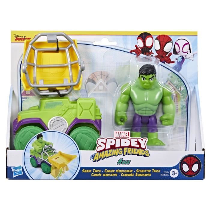 Spidey Coffret Camion dÈmolisseur Hulk, vÈhicule avec figurine de 10†cm, jouets des 3†ans, Spidey et ses Amis Extraordinaires