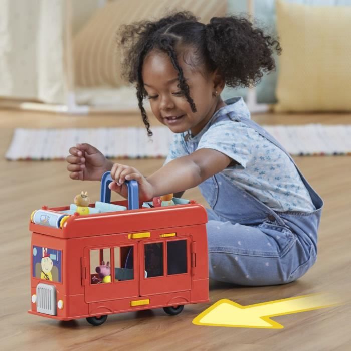 Peppa Pig, coffret Bus en fete 2 en 1 avec 3 figurines et 13 accessoires, jouets préscolaires pour filles et garçons, des 3 ans
