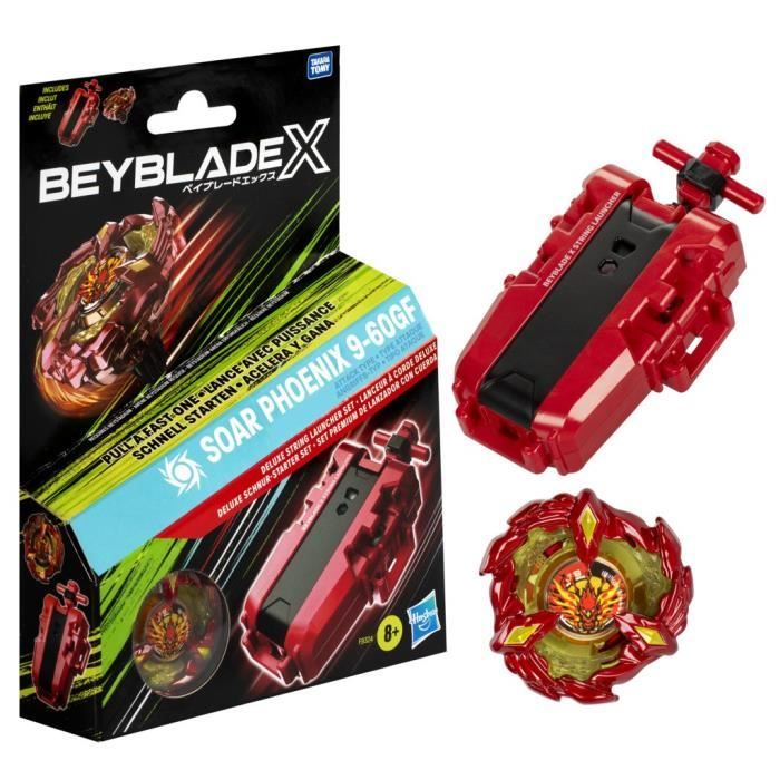 Beyblade X pack Soar Phoenix 9-60GF avec lanceur a corde deluxe, toupie a rotation droite, des 8 ans