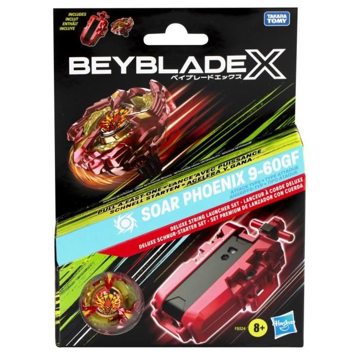 Beyblade X pack Soar Phoenix 9-60GF avec lanceur a corde deluxe, toupie a rotation droite, des 8 ans