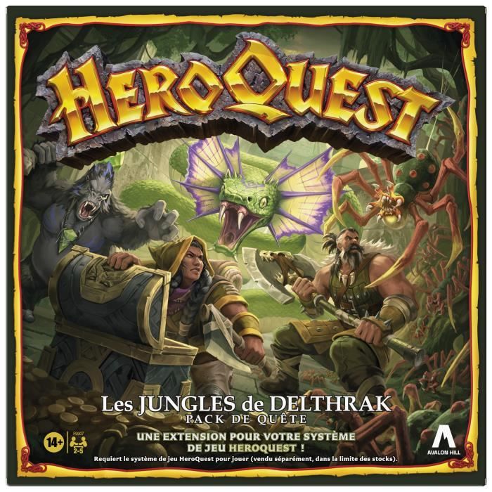 HeroQuest, Jungles of Delthrak Quest Pack, role-playing game for 2 to 5 players, ages 14 and up, HeroQuest game system required