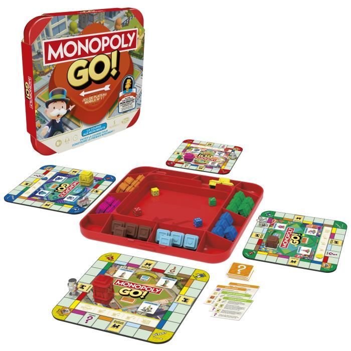 Monopoly GO!, Jeu de société, Jeu de plateau familial, Durée 15 min, Inspiré du jeu mobile, a partir de 8 ans