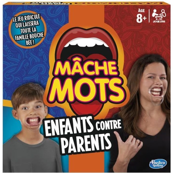 Mache-Mots Children against parents, Family atmosphere board game, French version, Hasbro Gaming