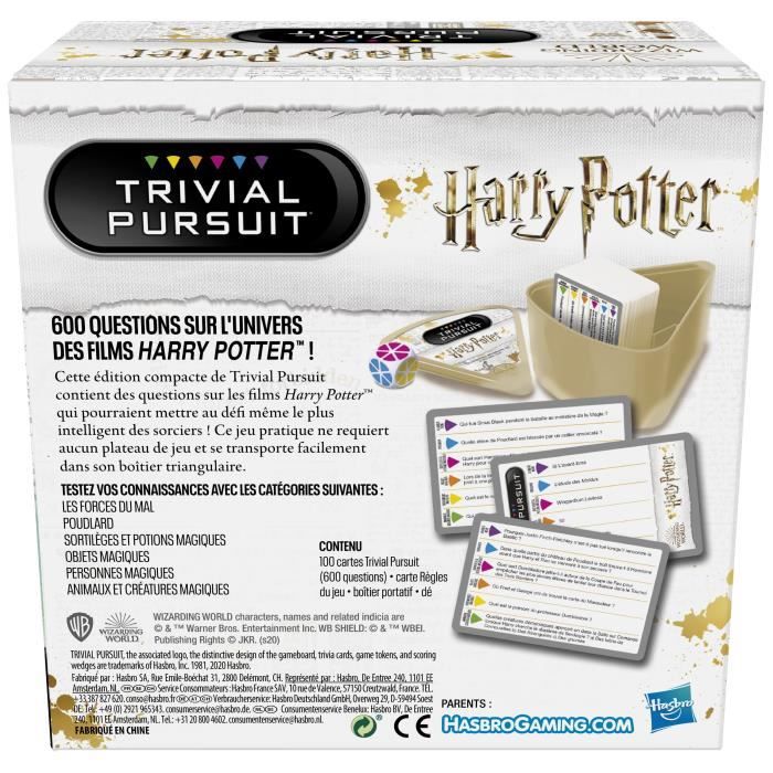 Trivial Pursuit Harry Potter, Jeu de sociÈtÈ de questions-rÈponses compact, 600 questions, Hasbro Gaming, Wizarding World, Des 8 ans