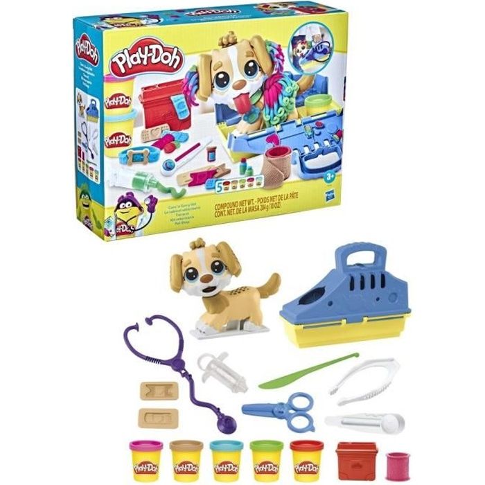 Play-Doh Vet Clinic with Dog, with 5 Pots of Modeling Clay and 10 Tools, After-School Toy, Classics