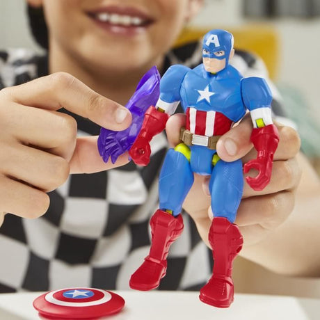 MixMashers Captain America, figurine 12 cm personnalisable a mélanger et combiner avec accessoires, Marvel, des 4 ans