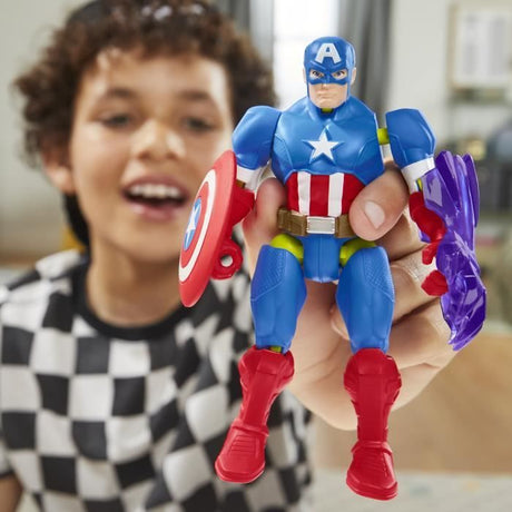 MixMashers Captain America, figurine 12 cm personnalisable a mélanger et combiner avec accessoires, Marvel, des 4 ans