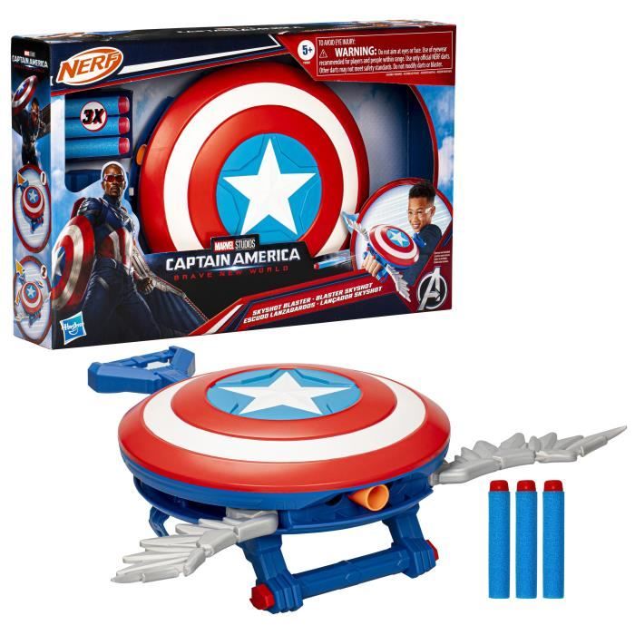 NERF Blaster Skyshot, Shield for Costume, Marvel Studios Captain America Brave New World, Ages 5 and Up