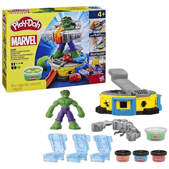 Play-Doh Hulk Smash It All, Modeling Clay Set with Hulk Figure, Ages 4 and Up, Marvel