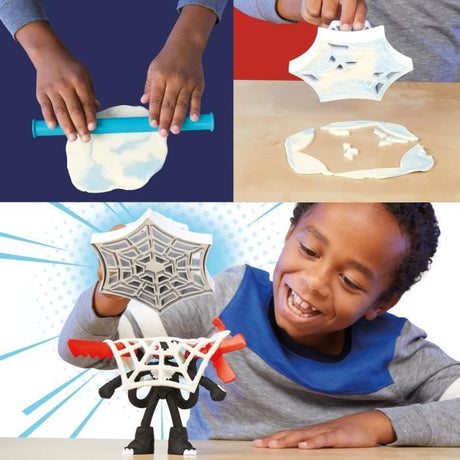 Play-Doh SpiderMan Attaque tranchante, coffret avec 2 figurines flexibles, 7 accessoires et pâte a modeler, des 4 ans, Marvel