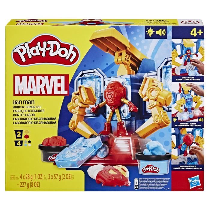 Play-Doh Iron Man Fabrique d'armures, coffret avec figurine Iron Man et pâte a modeler, des 4 ans, Marvel