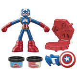 Play-Doh Captain America, coffret Bouclier tamponneur avec figurine flexible, accessoires et pâte a modeler, des 4 ans, Marvel