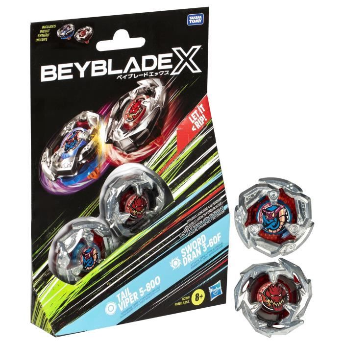 Beyblade X Dual Tail Viper 5-80O et Sword Dran 3-60F, Pack de toupies détachables, Des 8 ans