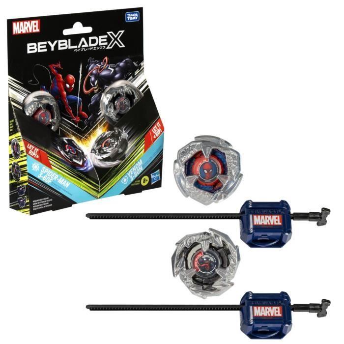 Beyblade X Multipack Toupie Spider-Man 3-60F vs. Venom 3-80N, Marvel , Des 8 ans