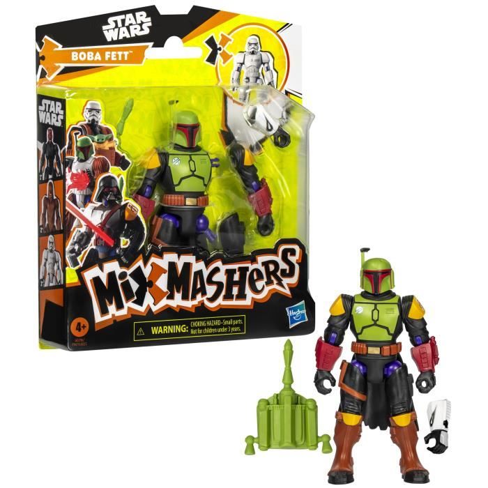 MixMashers Boba Fett, figurine 12 cm personnalisable a mélanger et combiner avec accessoires, Star Wars, des 4 ans