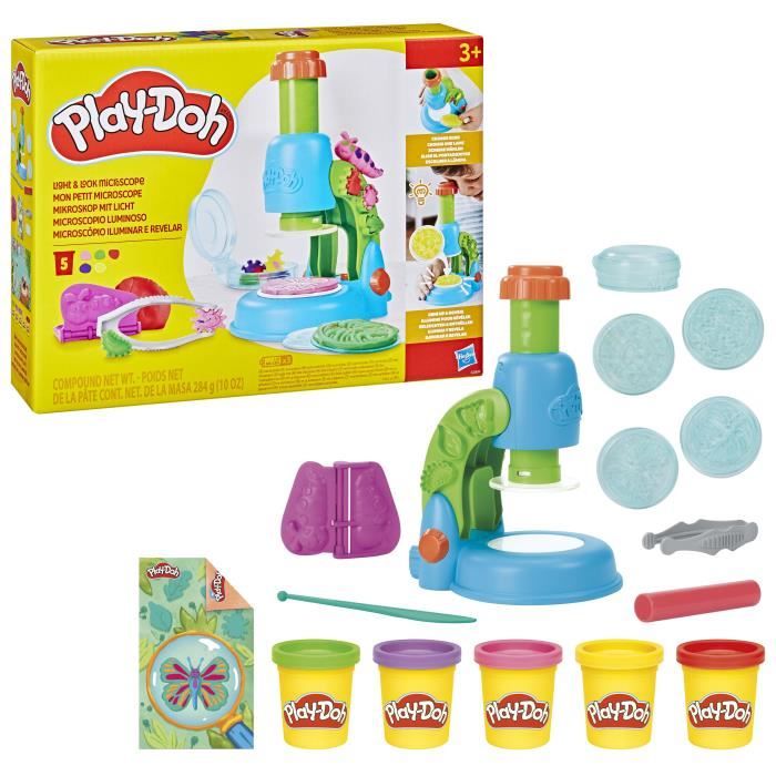 Play-Doh Mon petit microscope, pâte a modeler, 9 accessoires et 5 couleurs, des 3 ans