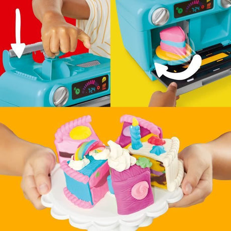 Play-Doh Ma jolie part de gâteau, four jouet, accessoires de cuisine factices et 11 pots de pâte a modeler, des 3 ans