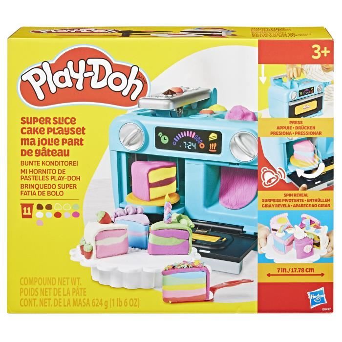 Play-Doh Ma jolie part de gâteau, four jouet, accessoires de cuisine factices et 11 pots de pâte a modeler, des 3 ans