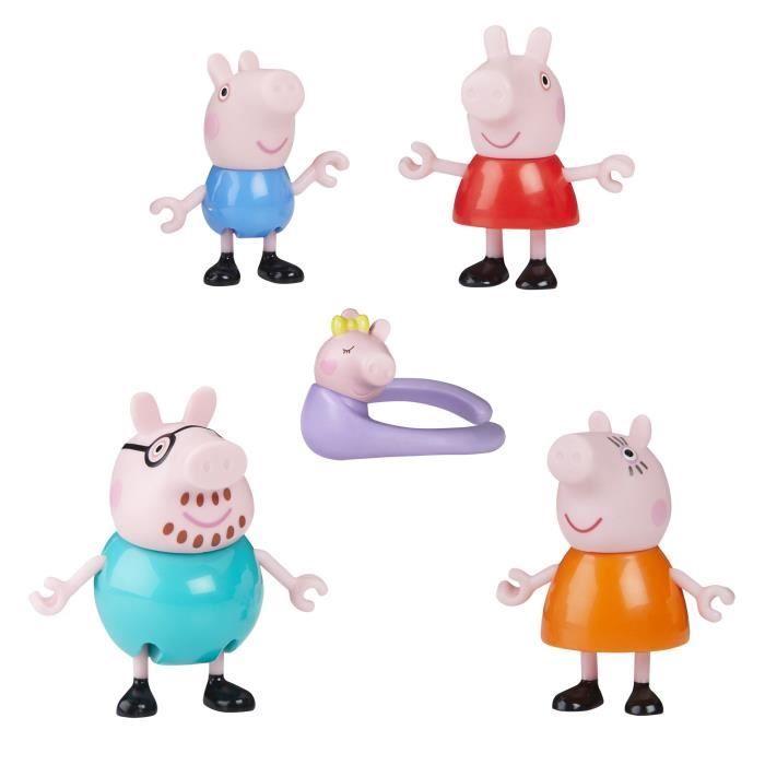 Peppa Pig Peppa et sa famille de 5, coffret de figurines, jouets préscolaires pour filles et garçons, des 3 ans