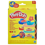 Play-Doh Pack de 12 L'imagination en fete, autocollants et pots de pâte a modeler de 28 g, petits cadeaux, loisirs créatifs pour enf