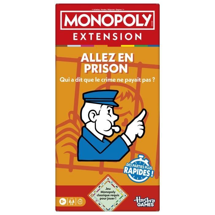 Monopoly Extension Allez en prison, rend le jeu Monopoly classique plus amusant et plus rapide, jeux de plateau, 2 a 6 joueurs, 40 m