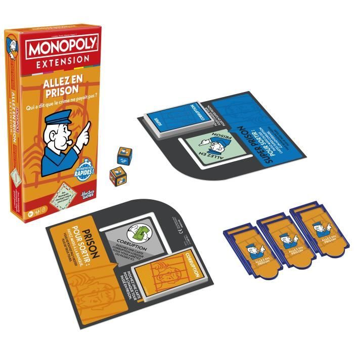 Monopoly Extension Allez en prison, rend le jeu Monopoly classique plus amusant et plus rapide, jeux de plateau, 2 a 6 joueurs, 40 m