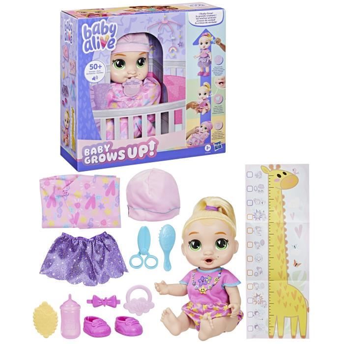 Baby Alive Bébé grandit LaLa GooGoo, coffret poupée interactive, avec plus de 75 sons et phrases, des 3 ans