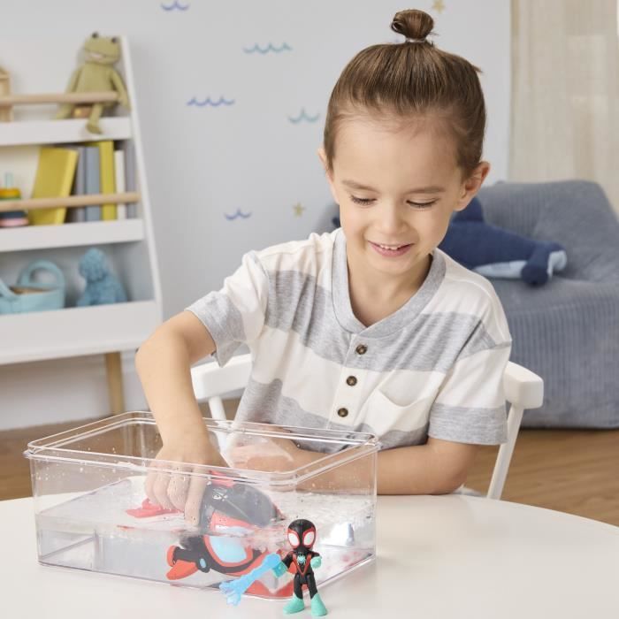 Spidey Miles Morales Dauphin filant Water-Webs, Figurine et véhicule, Marvel Spidey et ses Amis Extraordinaires, Des 4 ans