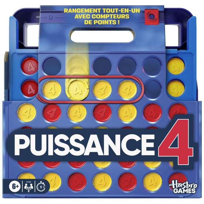 Puissance 4 (édition 2025), rangement tout-en-un, mallette de transport, jeux de société famille, des 6 ans, 2 joueurs, Hasbro Games