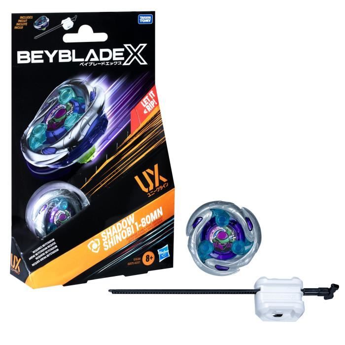Beyblade X Starter Pack Shadow Shinobi 1-80MN UX avec toupie de type défense et lanceur, des 8 ans