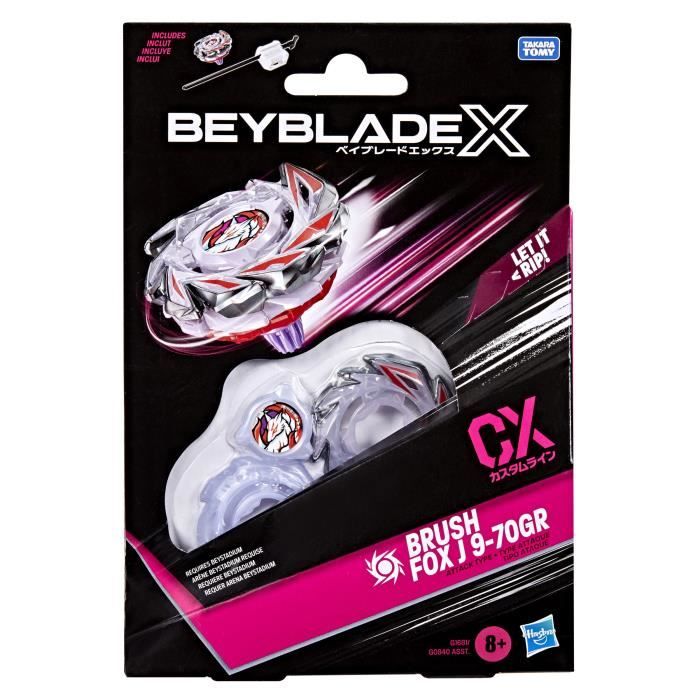 Beyblade X Starter Pack Brush Fox J 9-70GR CX, toupie Takara Tomy de type attaque, toupies de compétition, des 8 ans