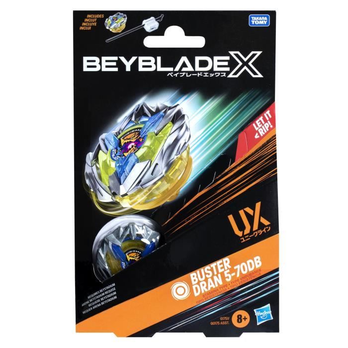 Beyblade X, Starter Pack Buster Dran 5-70DB UX avec toupie de type endurance de compétition et lanceur, des 8 ans