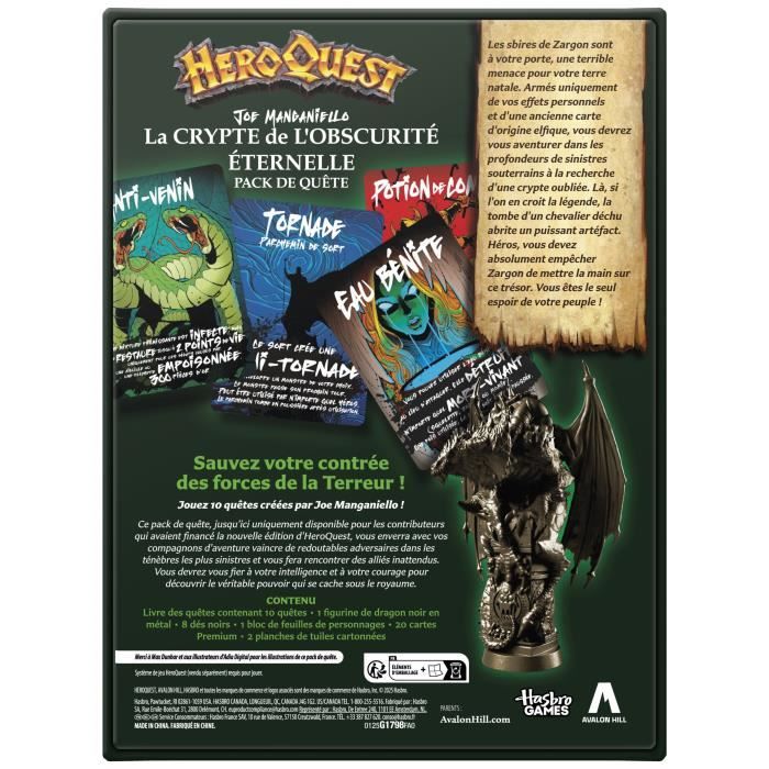 HeroQuest Pack de quete La crypte de l'obscurité éternelle, jeu de rôle, jeu de plateau, systeme de jeu HeroQuest requis, Avalon Hil