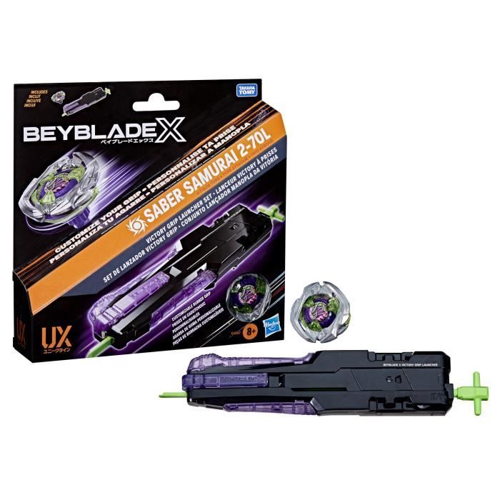 Beyblade X, Pack de lanceur Victory avec toupie a rotation droite de type attaque, toupies de combat, des 8 ans