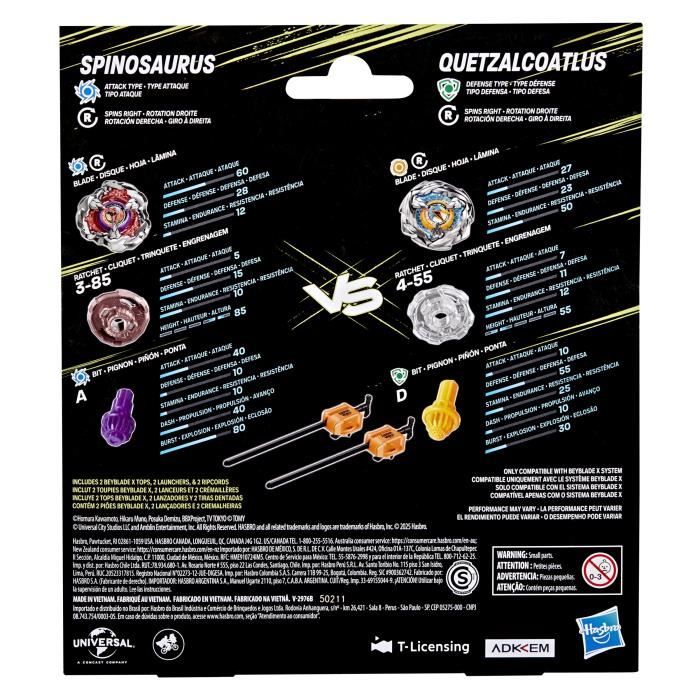 Beyblade X Jurassic World Spinosaurus contre Quetzalcoatlus, multipack, des 8 ans