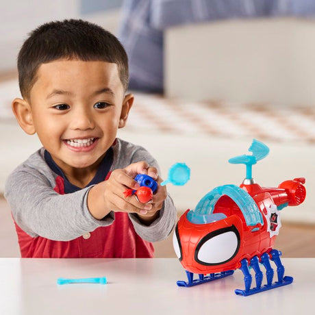 Hélico de l'équipe Spidey, figurine de 7,5 cm et véhicule avec projectile, Marvel Spidey et ses Amis Extraordinaires, des 3 ans