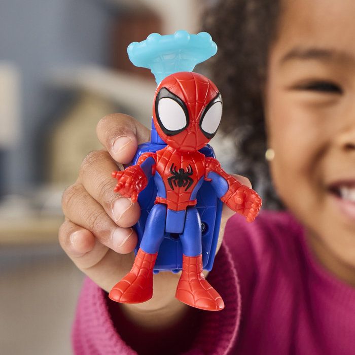 Hélico de l'équipe Spidey, figurine de 7,5 cm et véhicule avec projectile, Marvel Spidey et ses Amis Extraordinaires, des 3 ans