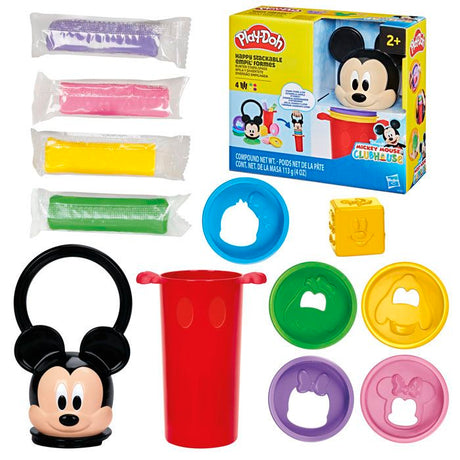 Play-Doh Disney Junior Empil' Formes, Coffret de pâte a modeler Mickey, Loisirs créatifs, des 2 ans