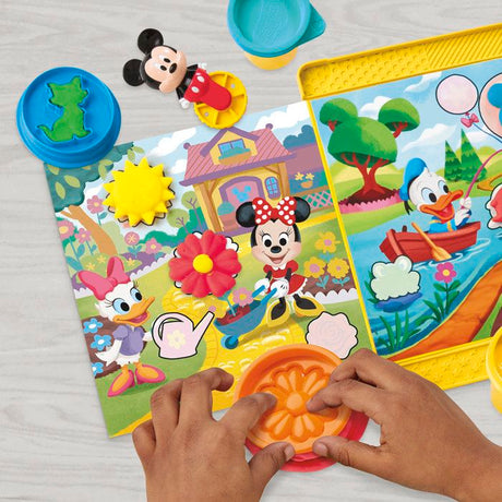Play-Doh Disney Junior Crée une histoire, coffret de pâte a modeler portatif, loisirs créatifs Mickey & Minnie, des 2 ans