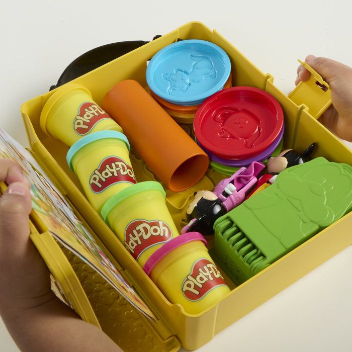 Play-Doh Disney Junior Crée une histoire, coffret de pâte a modeler portatif, loisirs créatifs Mickey & Minnie, des 2 ans