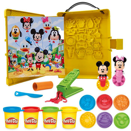 Play-Doh Disney Junior Crée une histoire, coffret de pâte a modeler portatif, loisirs créatifs Mickey & Minnie, des 2 ans