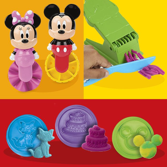 Play-Doh Disney Junior Crée une histoire, coffret de pâte a modeler portatif, loisirs créatifs Mickey & Minnie, des 2 ans