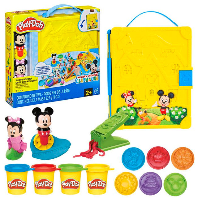 Play-Doh Disney Junior Crée une histoire, coffret de pâte a modeler portatif, loisirs créatifs Mickey & Minnie, des 2 ans