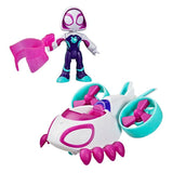 Véhicule Hélico de Ghost-Spider avec figurine de 7,5 cm et accessoire, jouets pour enfants, des 3 ans, Spidey et ses Amis Extraordin