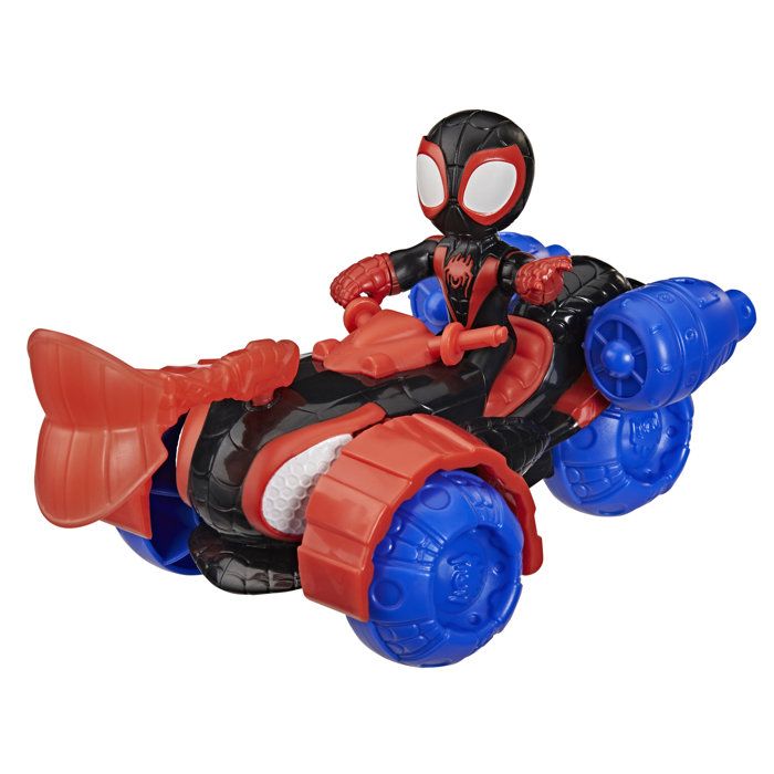 Spidey Véhicule Techno-Quad et figurine Miles « Spin » Morales de 7,5 cm et accessoire, des 3 ans, Marvel Spidey et ses Amis Extraor