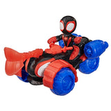 Spidey Véhicule Techno-Quad et figurine Miles « Spin » Morales de 7,5 cm et accessoire, des 3 ans, Marvel Spidey et ses Amis Extraor