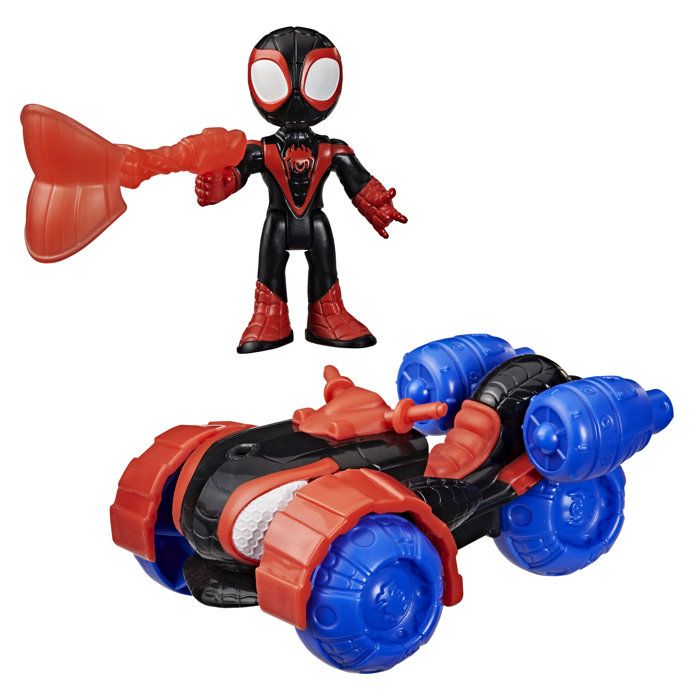 Spidey Véhicule Techno-Quad et figurine Miles « Spin » Morales de 7,5 cm et accessoire, des 3 ans, Marvel Spidey et ses Amis Extraor