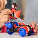 Spidey Véhicule Techno-Quad et figurine Miles « Spin » Morales de 7,5 cm et accessoire, des 3 ans, Marvel Spidey et ses Amis Extraor